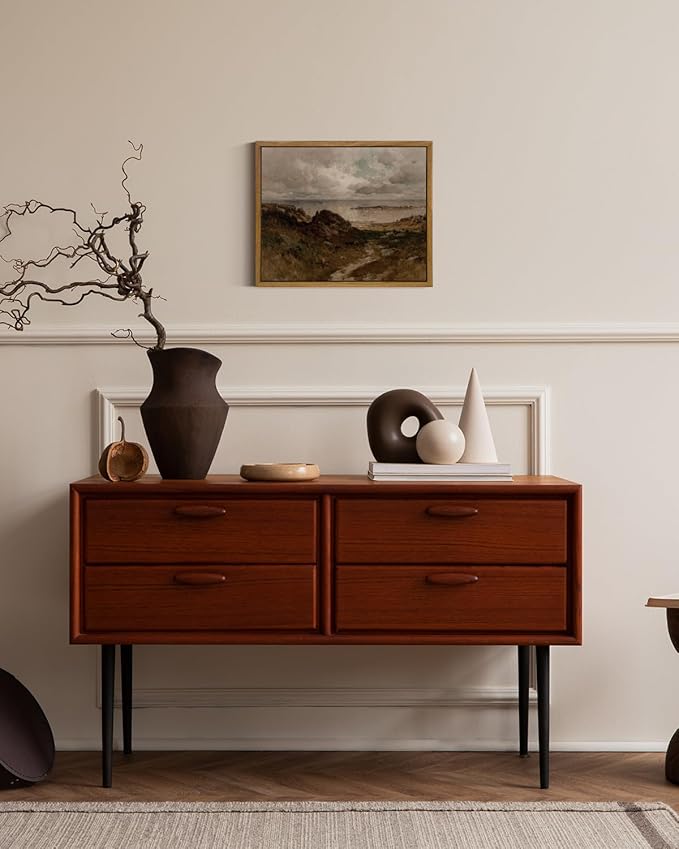 InSimSea Framed Canvas Wall Art Vintage Decor, Room Decor Coastal Wall Art Paintings, Home Decor Wall Art for Living Room, Coast Landscape Canvas Art Work, Office Dining Room Bathroom Decor, 9"x11"