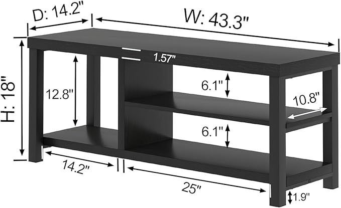 EXCEFUR Shoe Bench, Rustic Wooden Storage Bench for Entryway Hallway, Industrial Indoor Shoe Rack Bench Seat for Living Room Bedroom, 43.3 Inch Black