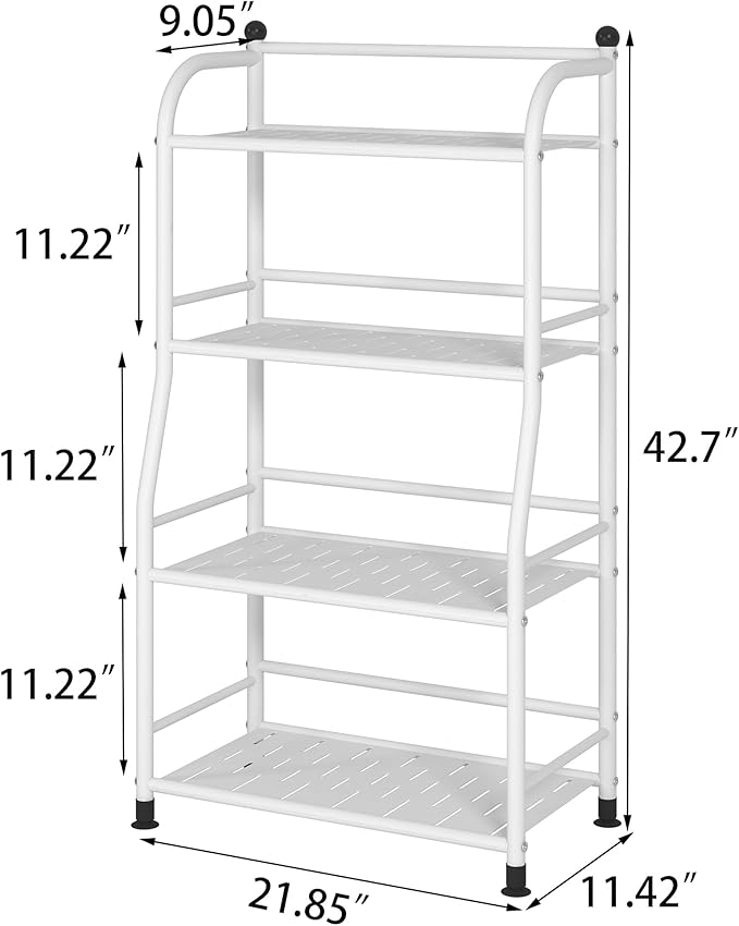 4 Tier Metal Shelf Storage Shelves Living Room Bookshelf Bathroom Corner Storage Rack for Kitchen,Indoor Plant Stand (Matte White, 4 Tier)