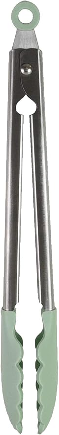 KitchenAid Gourmet Silicone-Tipped Stainless Steel Tongs, 12 Inch, Pistachio