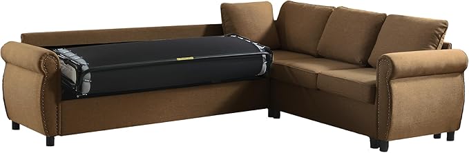 Ball & Cast 104" Sleeper Sofa Bed, L Shaped 6 Seater Sectional Sofa Couch with Pull Out Bed, 2 in 1 Pull Out Couch for Living Room, Office, Apartment,Brown