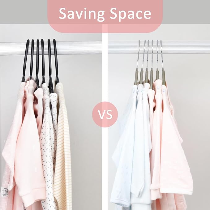 ManGotree 11" Baby Velvet Hangers, Non-Slip Infant Coat Hangers, Ultra-Thin Toddler Felt Hanger with 360° Swivel Hook, Space Saving Children's Hanger for Kids Clothes, 48 Pack (Grey)