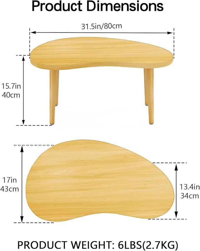 Mango Coffee Table Low Table with 4 Solid Wood Sturdy Legs, Floor Table Desk for Sitting on The Floor, Storage and Living Room Furniture (Natural)