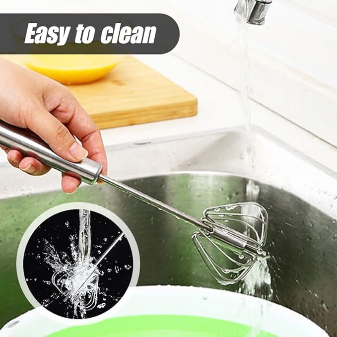 2025 Upgrade Stainless Steel Egg Whisk, Semi-Automatic Hand Push Mixer Stirrer Whisk Blender, Stainless Steel Whisks Blender for Blending, Beating & Stirring (10inch)