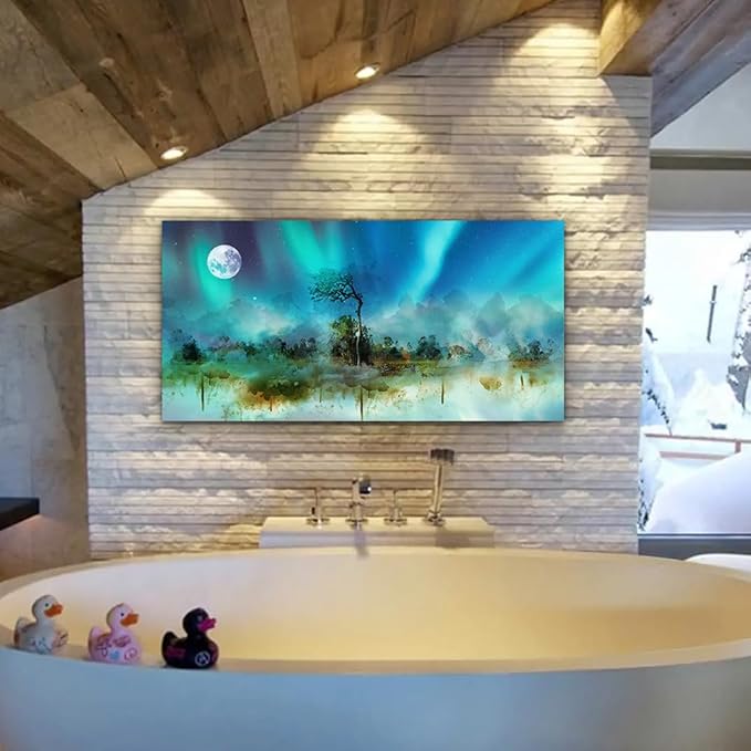 MHARTK66 Canvas Wall Art for Living Room, Office, Bedroom - Large Abstract Auroral Scenery Framed Prints - Decorative Artwork for Hotel, Home - 24x48 In