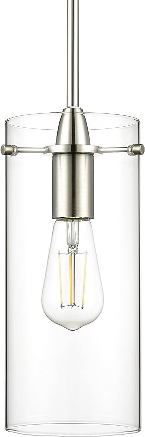 Brushed Nickel Pendant Lights Kitchen Island - Large Clear Glass Pendant Light Fixture