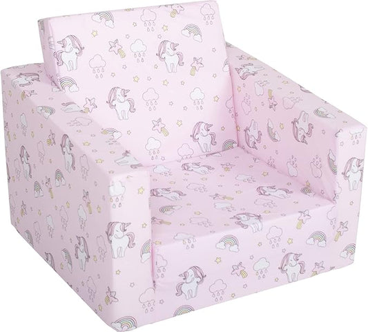 Delsit Kids Couch for Toddlers - 2 in 1 Convertible Foam Armchair to Lounger, Comfy Flip Out Lounge Chair, Sofa for Children, Made in Europe