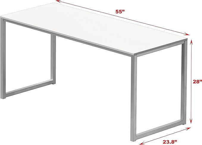 SHW Mission 55-Inch Home Office Computer Desk, White