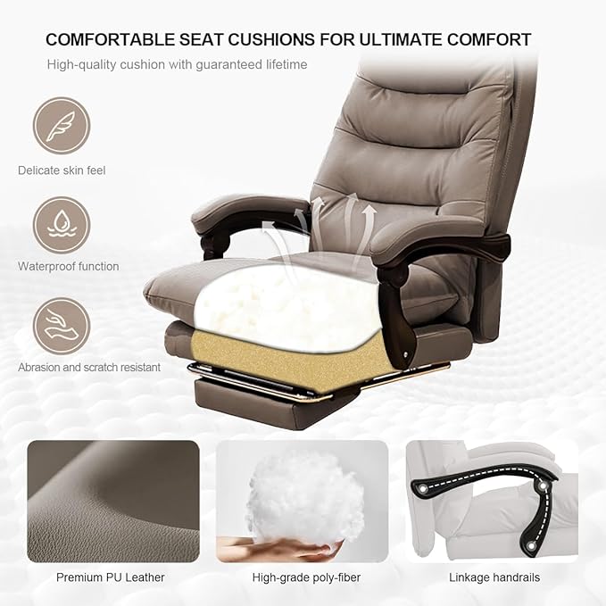 Office Chair with Retractable Footrest, Heavy-Duty Ergonomic Chair, Adjustable Height High Back Computer Gaming Chairs