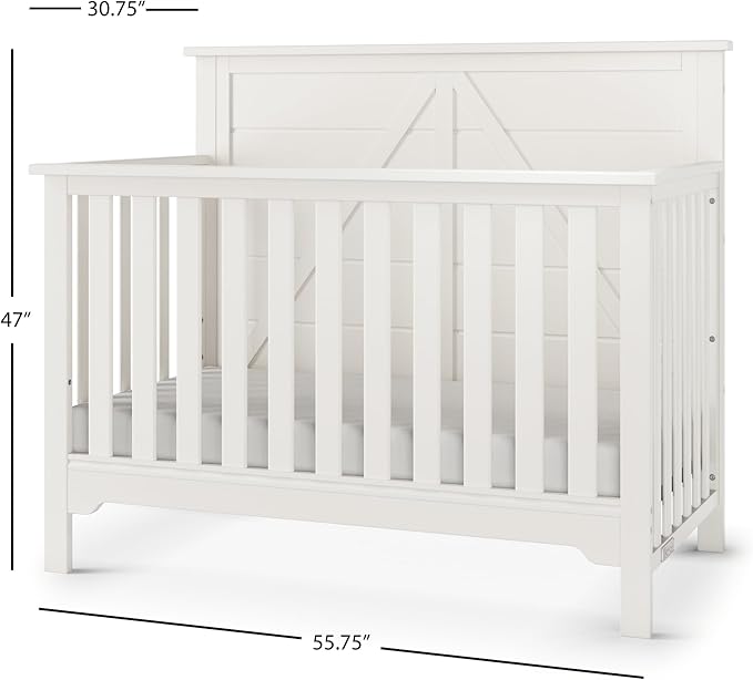 Child Craft Woodland 4-in-1 Convertible Crib, Baby Crib Converts to Day Bed, Toddler Bed and Full Size Bed, 3 Adjustable Mattress Positions, Non-Toxic, Baby Safe Finish (Brushed Cotton)