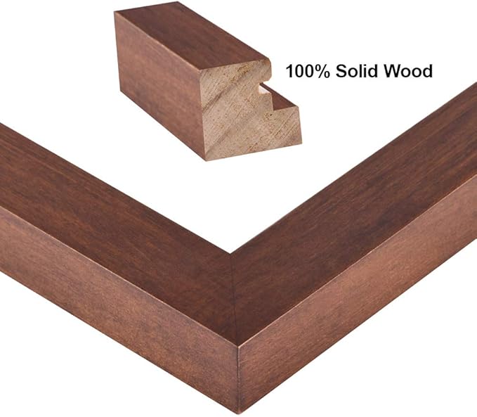 RPJC 6x8 inch Picture Frame Made of Solid Wood and High Definition Glass Display Pictures 4x6 with Mat or 6x8 Without Mat for Wall Mounting Photo Frame Brown