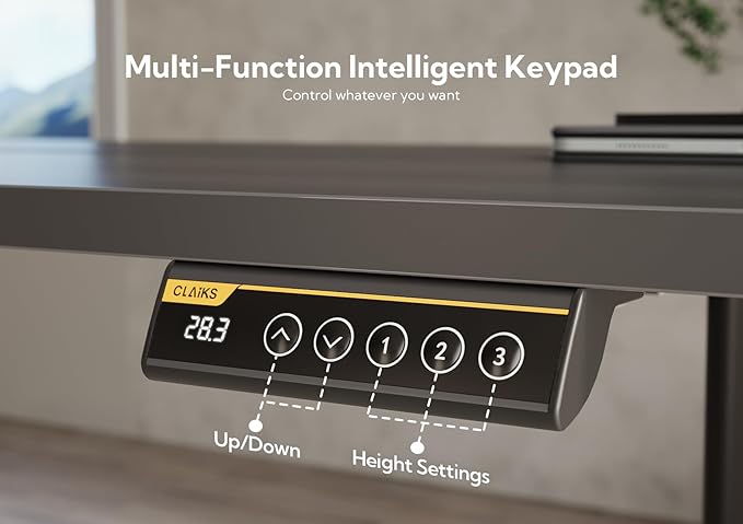 Claiks Electric Height Adjustable Stand Up Desk, 35x20 Inches Sit Stand Desk for Home Office, Black Top/Black Frame