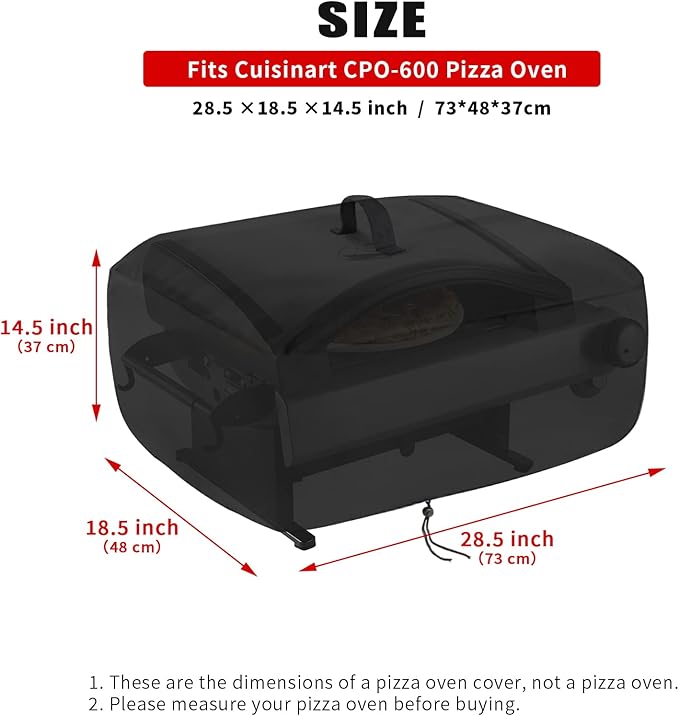 Kingling Pizza Oven Cover for Cuisinart CPO-600 Pizza Oven/CGG-306 Grill, Waterproof Portable Outdoor Grill Cover - 28.5''L x 18.5''W x 14.5''H