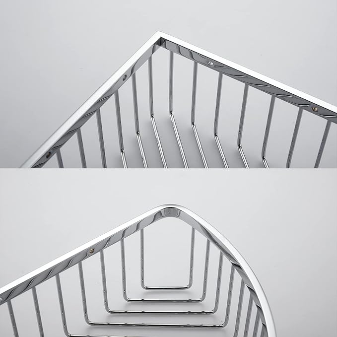 Bathroom Shower Caddy Corner Shelf Basket, Ultra Sturdy Rust-Proof Stainless Steel Shelf Organizer Shampoo Holder, Wall Mounted Storage Rack for Bathroom Kitchen, Polished Chrome