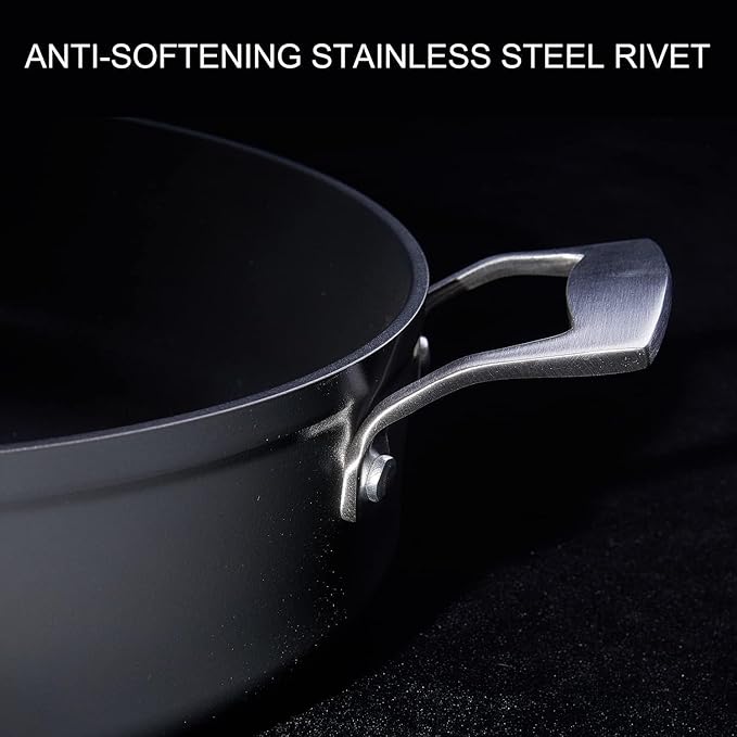 MsMk Nonstick Deep Frying Pan, 4.5 Quart Saute Pan with lid, 11 inch, Stay-Cool Handle, Smooth Bottom, PFAS Free Non-Toxic, Oven safe to 700℉, Induction, Ceramic and Gas Cooktops