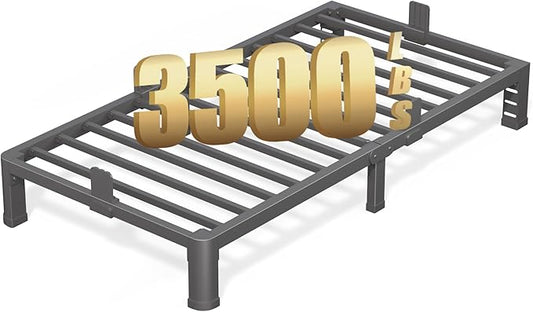FUIOBYVV 6 Inch Twin XL Bed Frame with Rounded Corner and Headboard Hole Mattress Retainers 3500 LBS Metal Heavy Duty Steel Slats Support No Box Spring Needed Platform Noise Free Easy Assembly