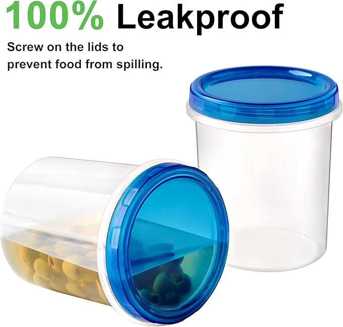 Qeirudu 6 Pack 32oz Freezer Storage Containers with Screw Lids, Leakproof Meal Prep Containers, Reusable Plastic Food Storage Containers for Soup, Fruits, Leftovers, Salads, Overnight Oats