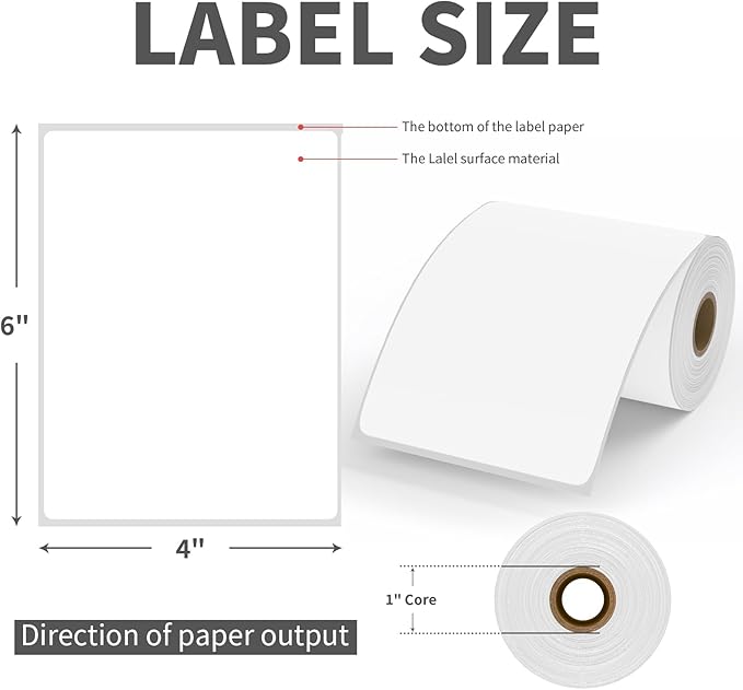 9527 Product 4x6 Blank Direct Thermal Shipping Labels for Zebra 2844 Zp-450 Zp-500 Zp-505,250 Labels/Roll,Total 100 Rolls
