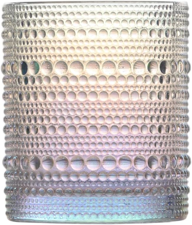 Fortessa Jupiter Beaded Hobnail Glass, 10 Ounce Double Old Fashioned (Set of 6), Iridescent