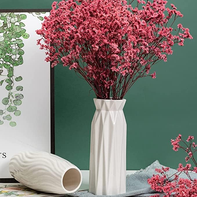 Ceramic White Vase Flower Vase for Home Decor Modern Style 9.5 inch Tall Vase for Table Shelf Home Decor Vase for Fireplace Bedroom Kitchen Living Room Wedding Office Desk Birthday Gifts