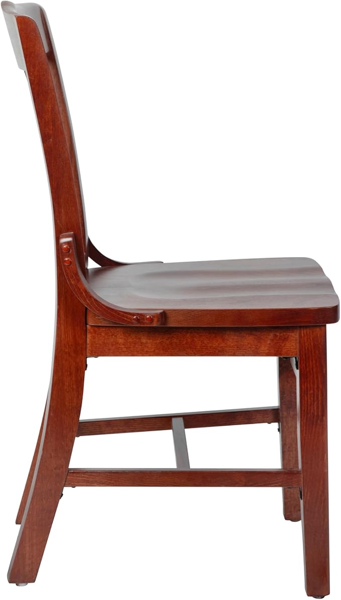EMMA + OLIVER School House Back Mahogany Wood Chair