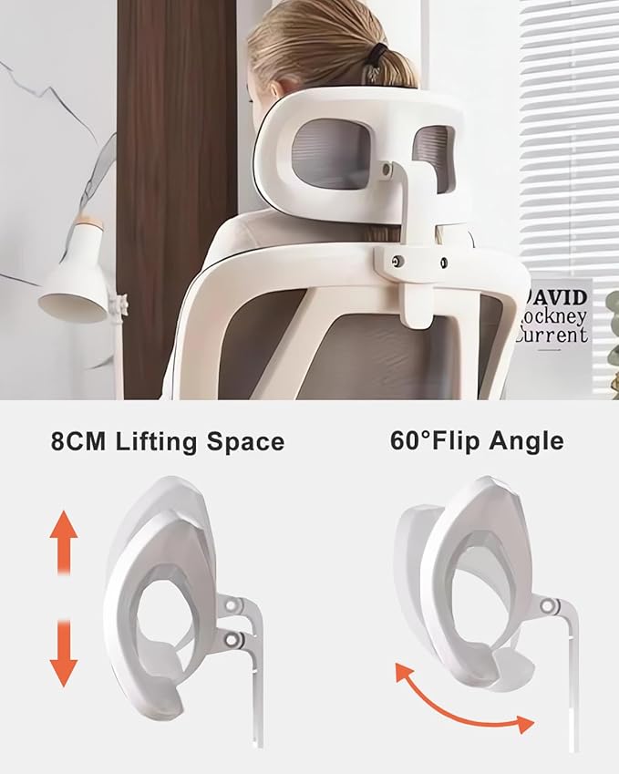 Office Chair Mesh Desk Chair, Ergonomic High-Back Rolling Gaming Work Chairs with Wheels and Adjustable Headrests,Comfortable Flip-up Arms for Home,Bedroom,Study Gaming