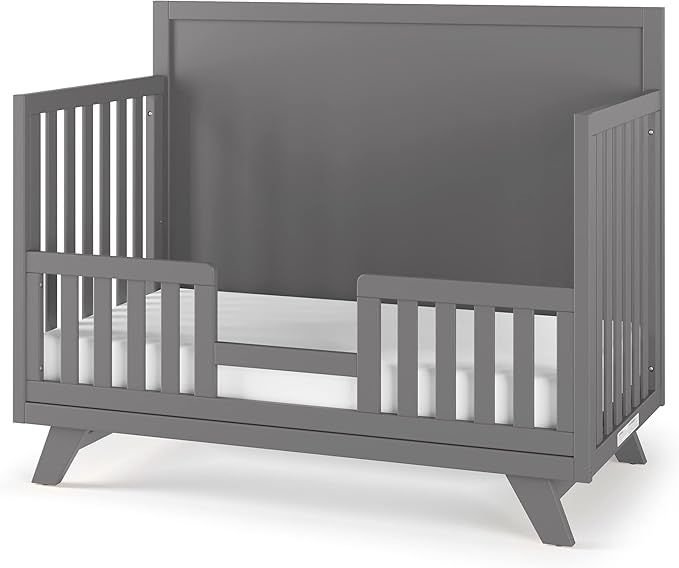Child Craft SOHO Flat Top 4-in-1 Convertible Crib, Baby Crib Converts to Day Bed, Toddler Bed and Full Size Bed, 3 Adjustable Mattress Positions, Non-Toxic, Baby Safe Finish (Cool Gray)
