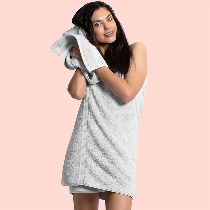 Chakir Turkish Linens 100% Cotton Premium Turkish Towels for Bathroom | 30'' x 60'' Large Bath Towels (4 Piece, Silver)