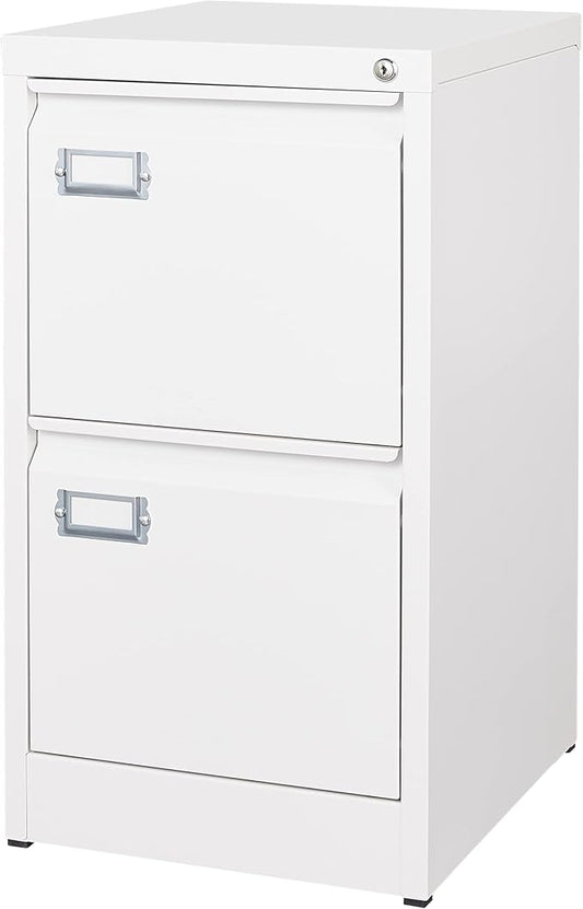 2 Drawer File Cabinet with Lock Metal Vertical Filing Storage Cabinet Office Home Steel Vertical File Cabinets for A4 Legal/Letter Size Narrow File Cabinet Locked,Assembly Required