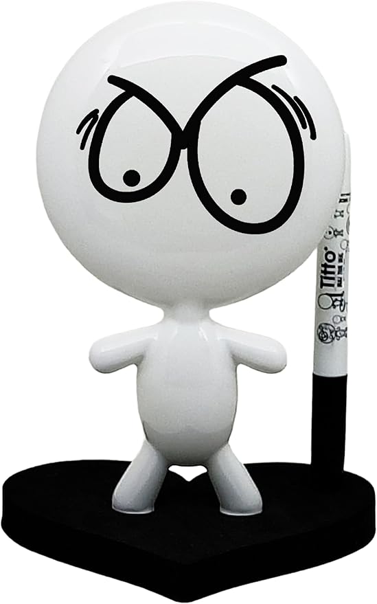 Dry Erase Board - TITTO in Love, Draw Your Ideas - Ceramic Doll - Black Office Design Desk - Coworkers Office Gift - Home Gift (Black)