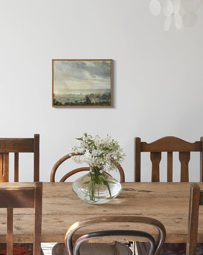 InSimSea Framed Canvas Wall Art Vintage Decor, High Cloudy Sky Landscape Canvas Art Wall Decor, Retro Room Decor for Bedroom Aesthetic, Farmhouse Bedroom Wall Decor, 11"x14"