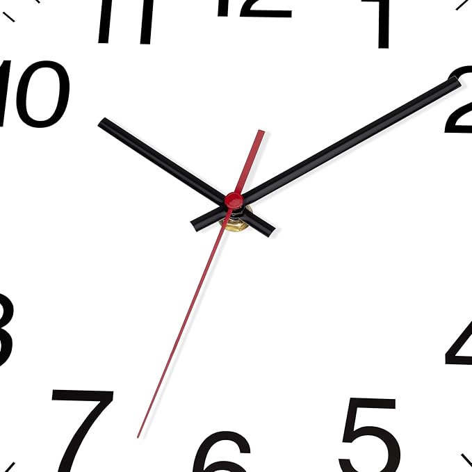 Foxtop White Wall Clock Silent Non-Ticking 12 Inch Quartz Battery Operated Round Analog Wall Clock for Classroom School Office Living Room Bedroom Home