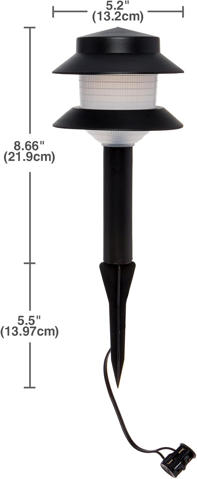 GreenLighting 35 Lumen Modern 2-Tier Low Voltage Path Light - Outdoor 2.5 Watt Landscape Light (12 Pack, Black)