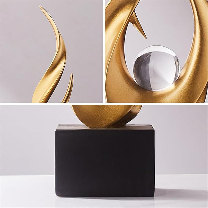 AWNR Abstract Art Deco Decor Statues for Home,Shelves,Table,Living Room, Dining Room,Modern Sculpture Decoraciones of Homes for Sale (Gold D)