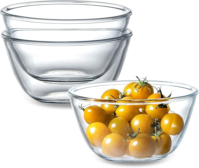 NUTRIUPS Glass Bowls Set Cereal Bowl Glass Salad Bowls Small Bowl for Kitchen (24oz-set of 3)