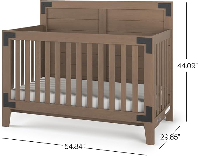 Child Craft Lucas 4-in-1 Convertible Crib, Baby Crib Converts to Day Bed, Toddler Bed and Full Size Bed, 3 Adjustable Mattress Positions, Non-Toxic, Baby Safe Finish (Dusty Heather)