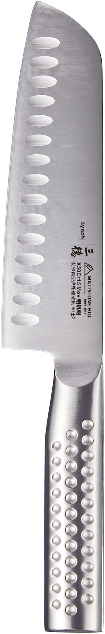 MATTSTONE HILL 7" Hollow Edge Asian Chef's Knife - German Steel, 304 Stainless Steel Handle