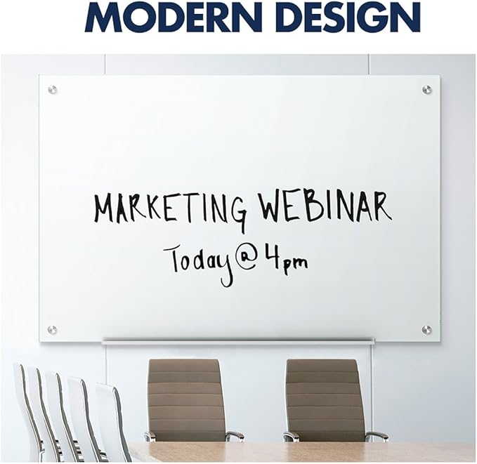 Quartet Non-Magnetic Glass Dry Erase White Board, 72"W x 48"H Whiteboard, Infinity Frameless Mounting, White Surface (G7248NMW)