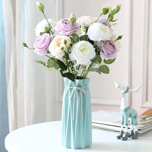 Ceramic Blue Vase Flower Vase for Home Decor Modern Style 9.5 inch Tall Vase for Table Shelf Home Decor Vase for Fireplace Bedroom Kitchen Living Room Wedding Office Desk Birthday Gifts