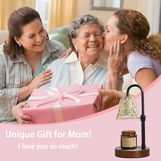 Candle Warmer Lamp with Timer Dimmer Adjustable Height for New Home House Bedroom Decor,Wax Melt Warmer with 2 Bulbs for Jar Candles, Gifts for Mom Women Friend Sister Mothers Day Birthday | Black