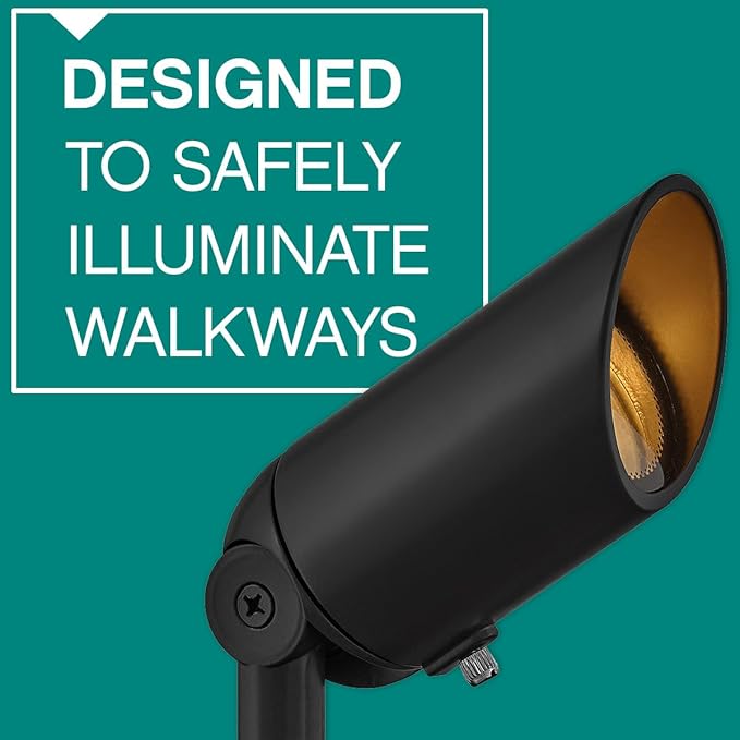 Hinkley Landscape 1536SK-LL Spot Light - Aluminum, 4w MR16 LED Bulb, Wiring Kit, and Ground Spike Included, 12v, Safe for Wet Conditions - Satin Black Finish with Clear Glass Lens