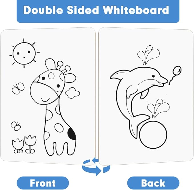 Dry Erase Lapboards, HERKKA 8 Pack Double Sided Small Dry Erase Whiteboards 9 x 12.5 Inch with 8 Erasers, Small Dry Erase Boards for Classroom Teacher Supplies, Personal White Boards for Students