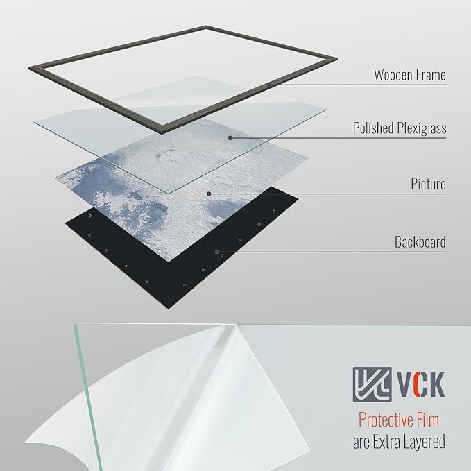 VCK 24x36 Poster Frame Set of 4 - Grey, Gallery-Quality Wood Picture Frames, 1.1-Inch Wide Border, Polished Plexiglass, Vertical or Horizontal Wall Display for Photo/Art/Prints, Grey