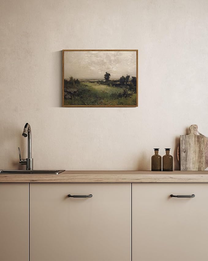 InSimSea Framed Canvas Wall Art Vintage Decor, Wilderness Landscape Painting Pictures for Bedroom Wall Decor, Vintage Wall Art for Living Room, Wall Art Farmhouse Dining Room Decor, 12"x16"