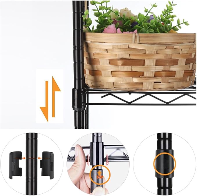 REGILLER 8-Wire Shelving Metal Storage Rack Adjustable Shelves,Standing Storage Shelf Units for Laundry Bathroom Kitchen Pantry Closet(Black,13.9" D x 23.9" W x 72.1" H)