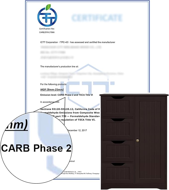 Yaheetech Wooden Bathroom Floor Cabinet, Side Storage Organizer Cabinet with 4 Drawers and 1 Cupboard, Freestanding Entryway Storage Unit Console Table, Home Decor Furniture, Brown