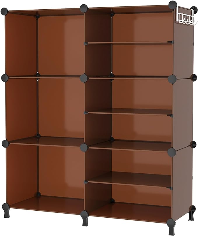 AWTATOS Closet Organizer 6 Cube Storage Shelves Portable Closet Clothes Organizers and Storage Stackable Cubby Shelving for Closet Bedroom Living Room Office Cocoa Brown