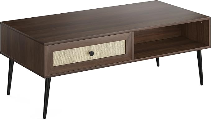 Farini Mid-Century Modern Coffee Table,Wooden Coffee Table for Living Room, Office, Walnut