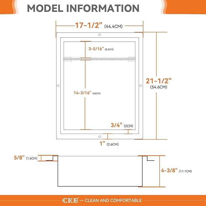 CKB Shower Niche Stainless Steel, 18 Inch x 14 Inch x 4 Inch Depth, Double-Layer Storage Shelves, Recessed Shower Shelf with Matte Black