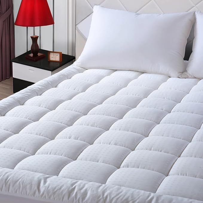 EASELAND Full XL Mattress Pad Pillow Top Mattress Cover Quilted Fitted Mattress Protector Extra Long Cotton Top 8-21" Deep Pocket Cooling Mattress Topper (54x80 Inches, White)